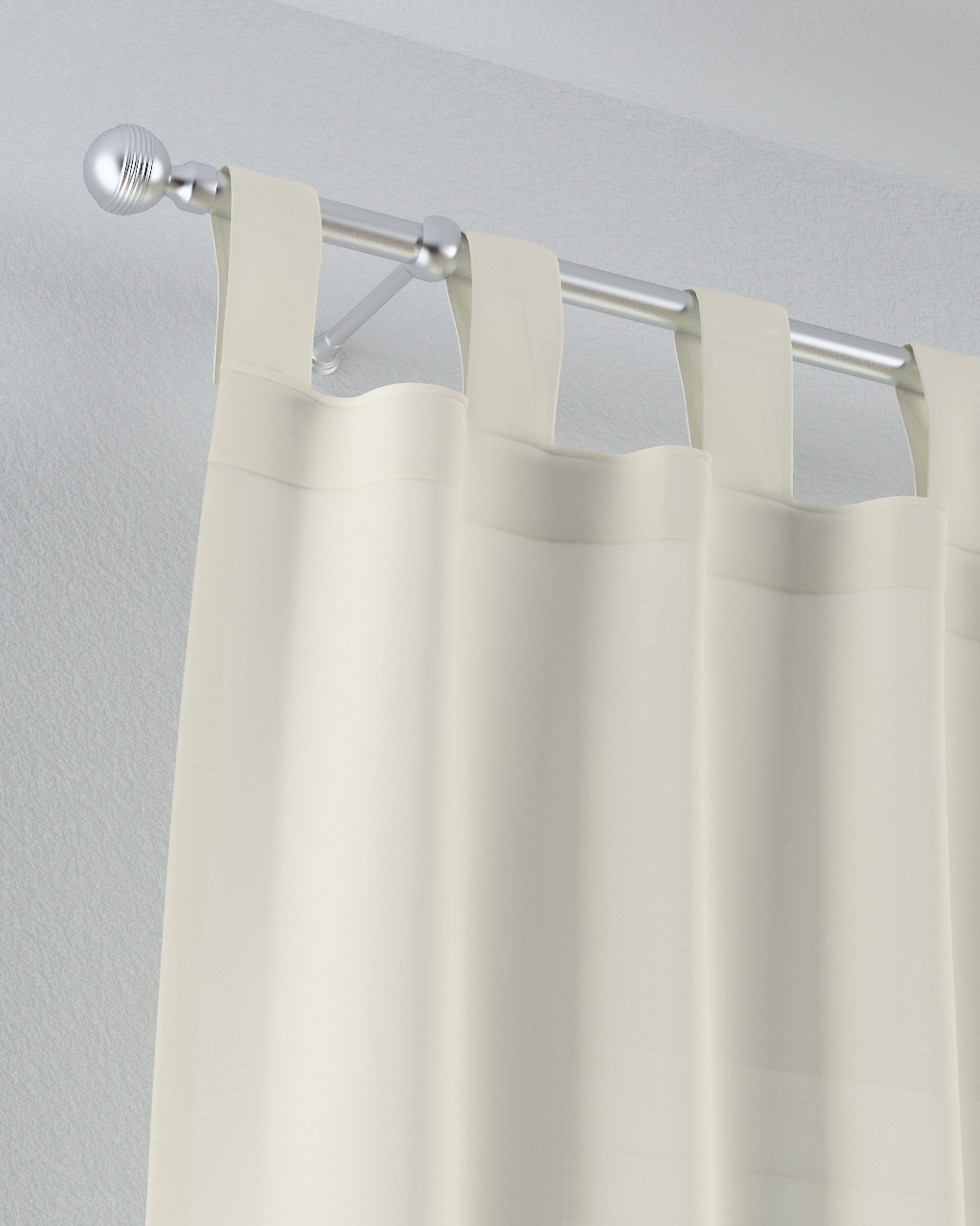 Draperie cu bretele culoare crem Țesătură semitransparentă, împletitură (hover)