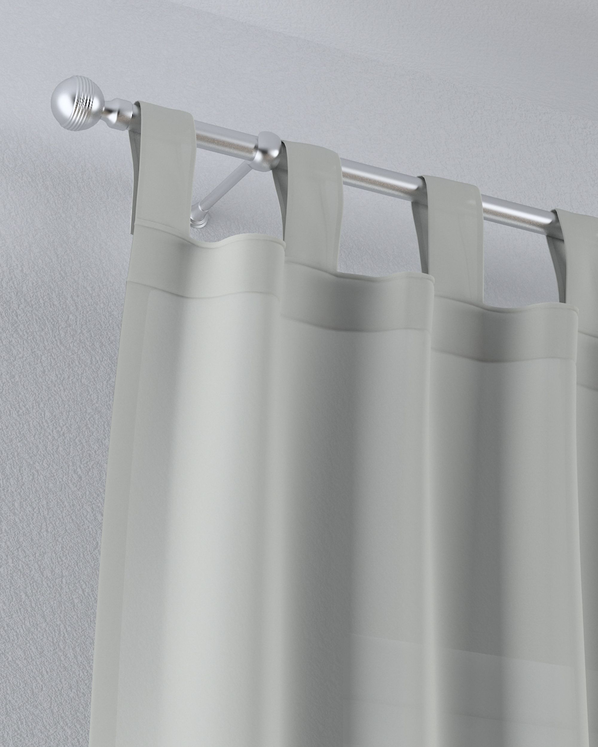 Draperie cu bretele culoare crem Țesătură semitransparentă, împletitură (hover)