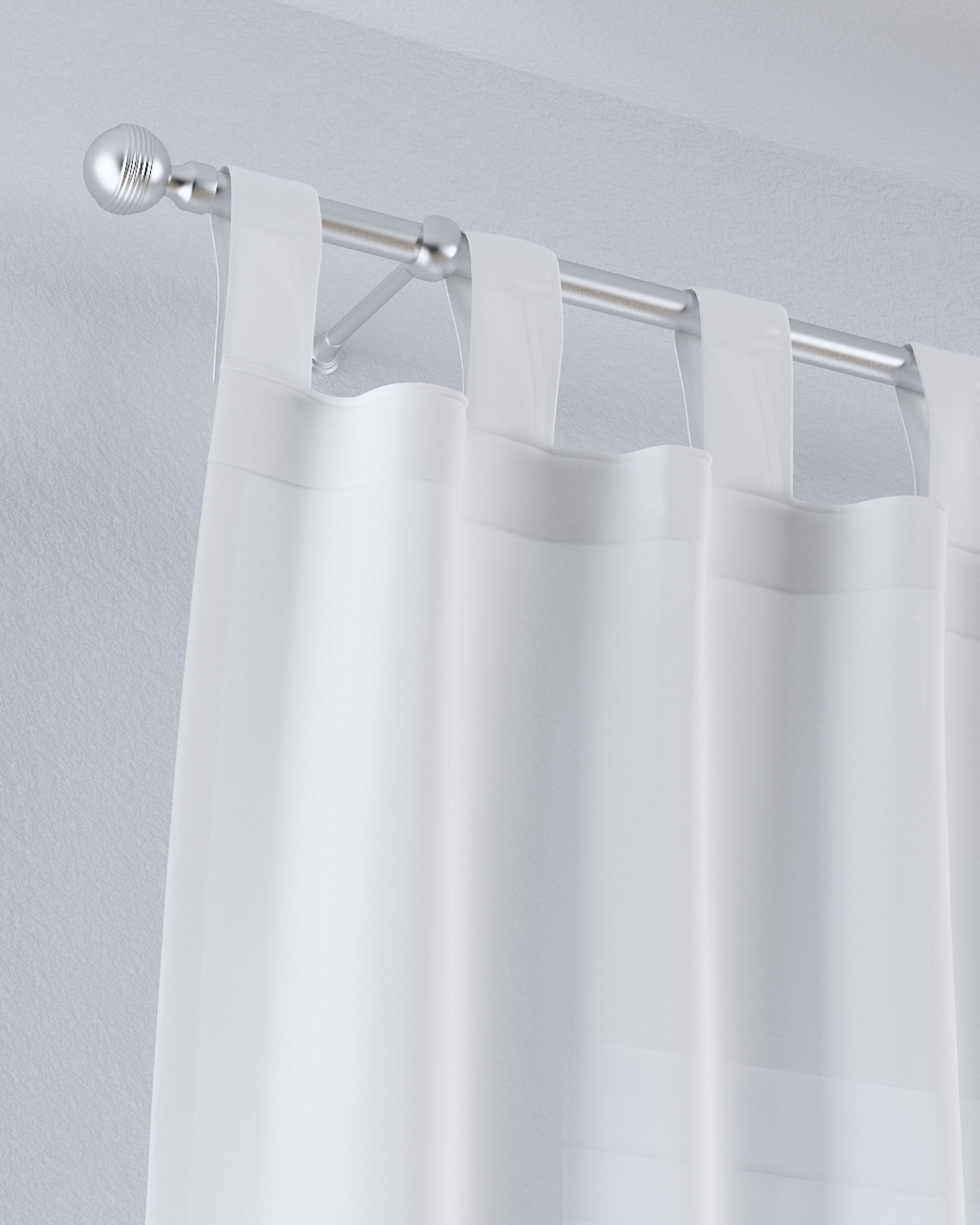 Draperie cu bretele culoare crem Țesătură semitransparentă, împletitură (hover)