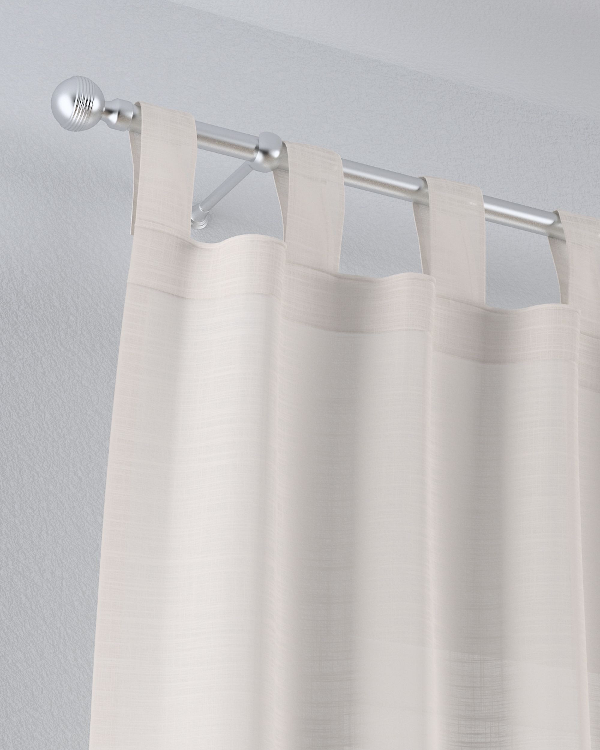 Draperie cu bretele culoare crem Țesătură semitransparentă, împletitură (hover)