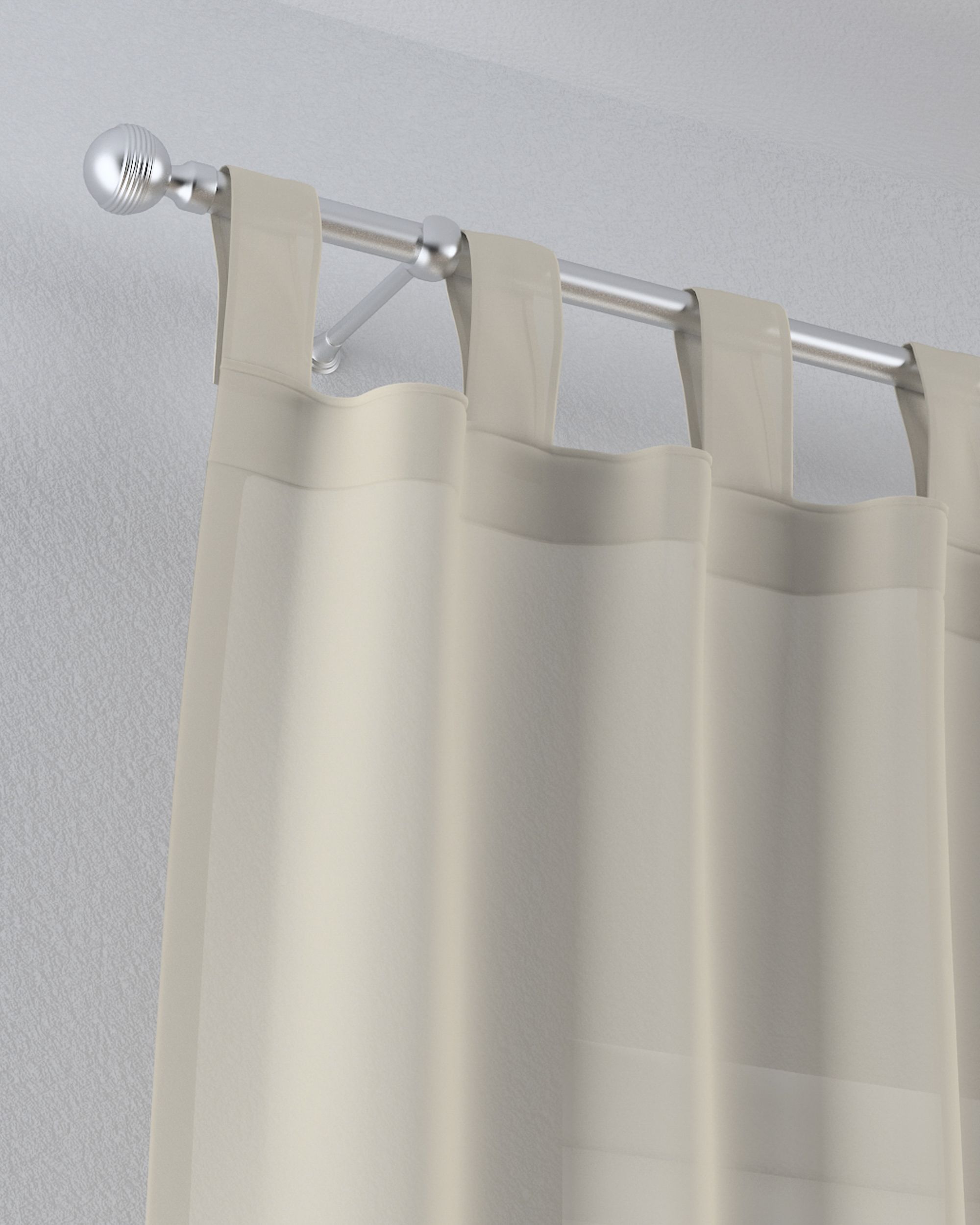 Draperie cu bretele culoare bej Țesătură semitransparentă, împletitură (hover)