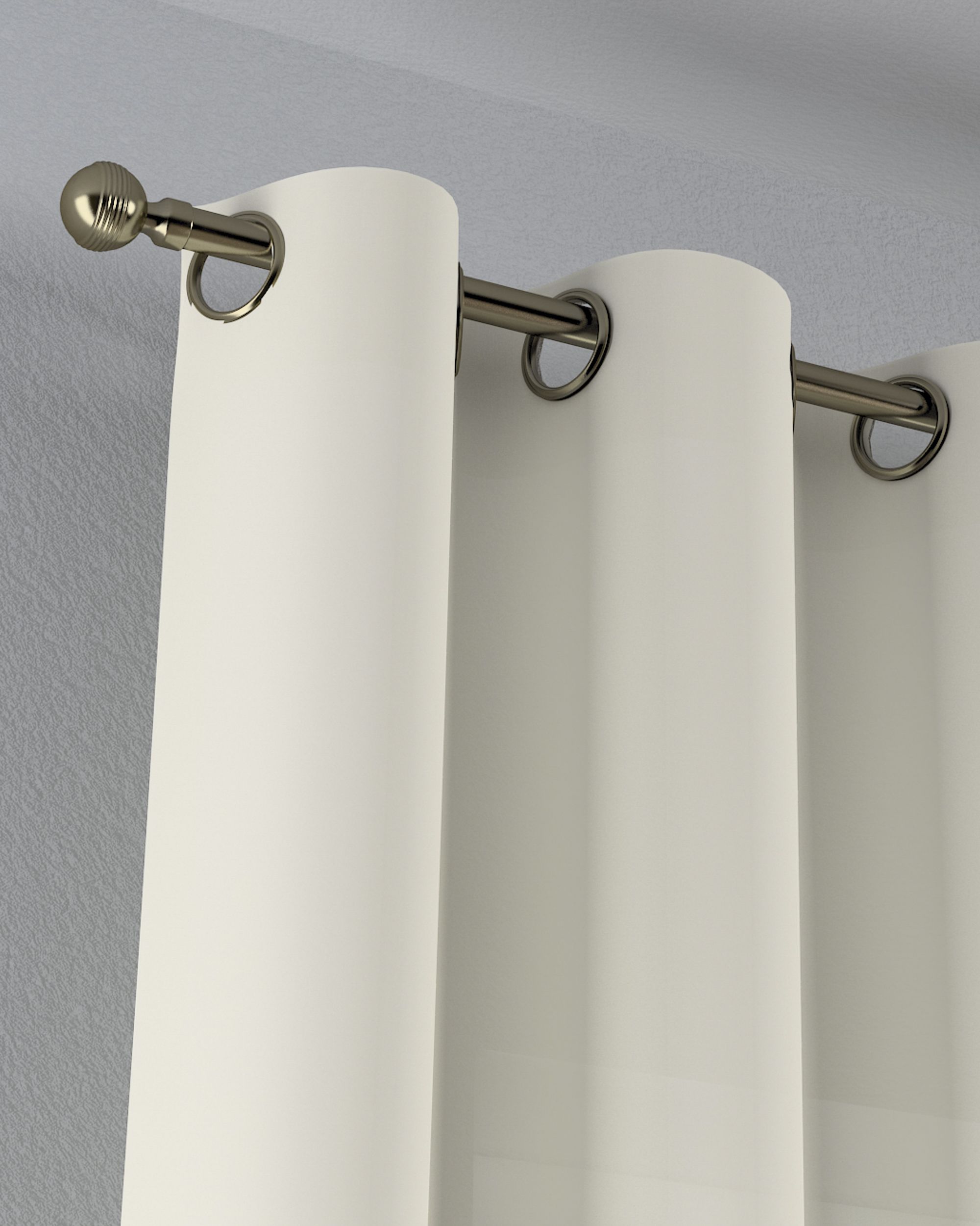 Draperie cu ochi culoare crem Țesătură semitransparentă, împletitură (hover)