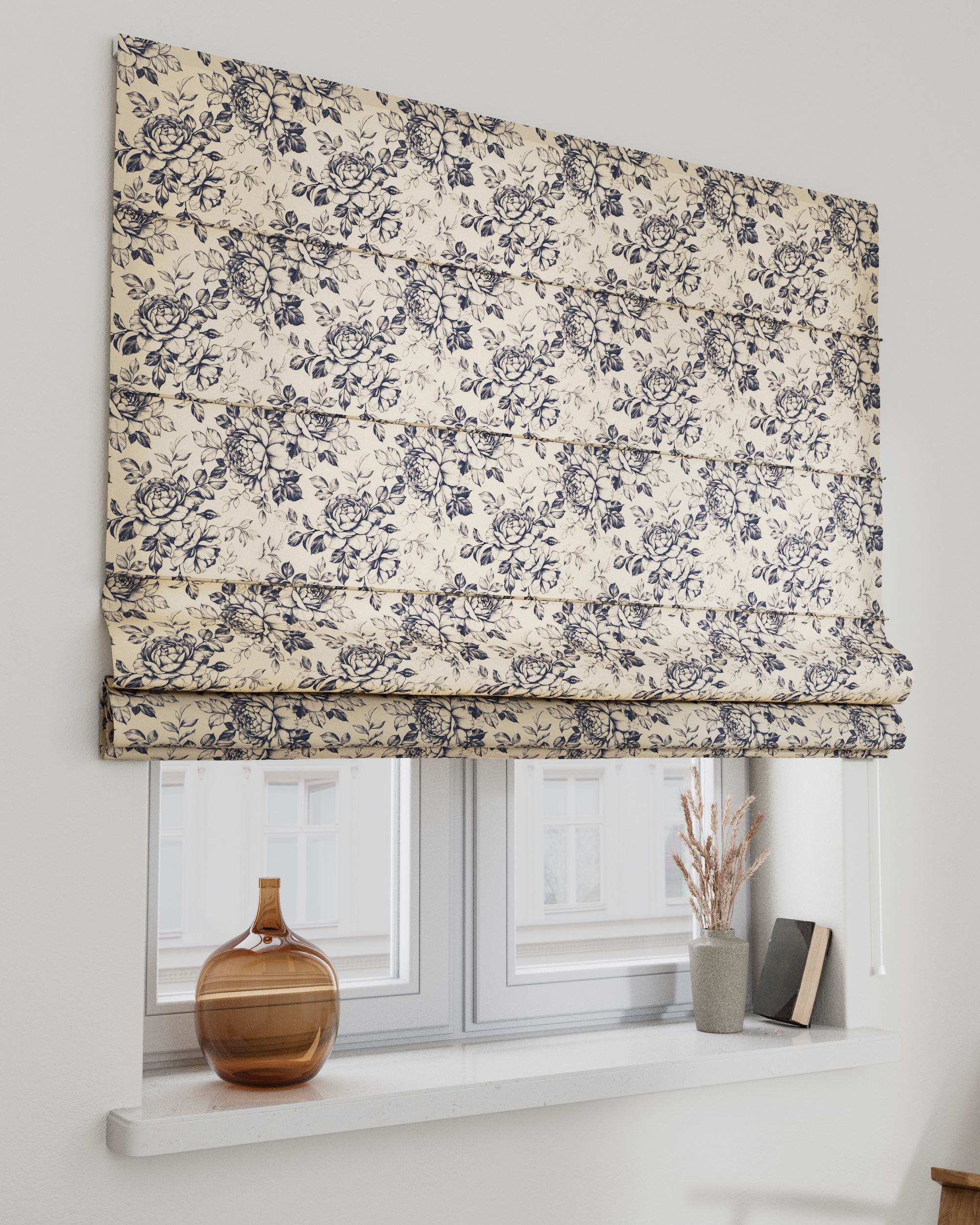 Stor roman Capri culoare bleumarin Țesătură cu model