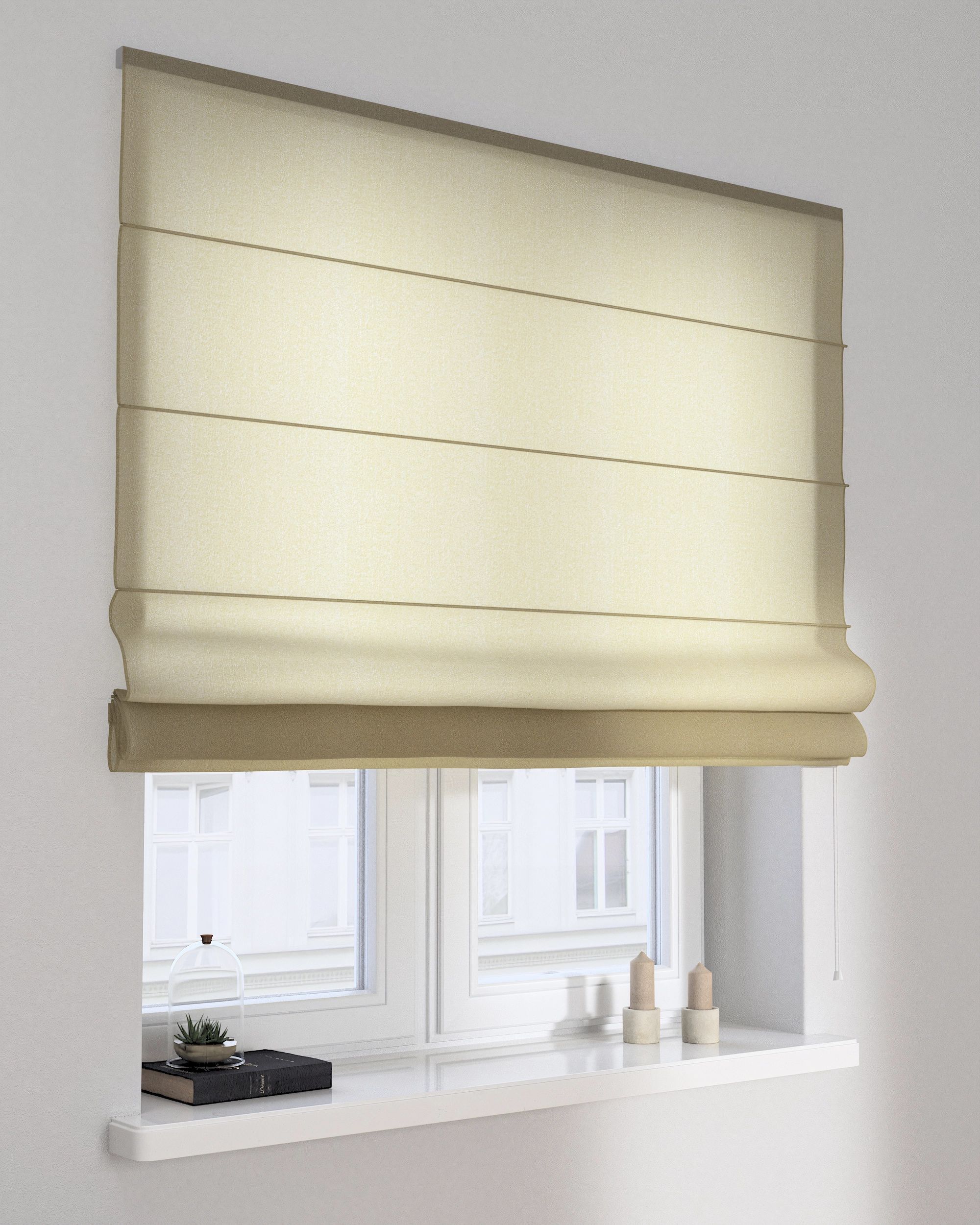 Stor roman Capri culoare bej Țesătură semitransparentă, gloss, împletitură (hover)