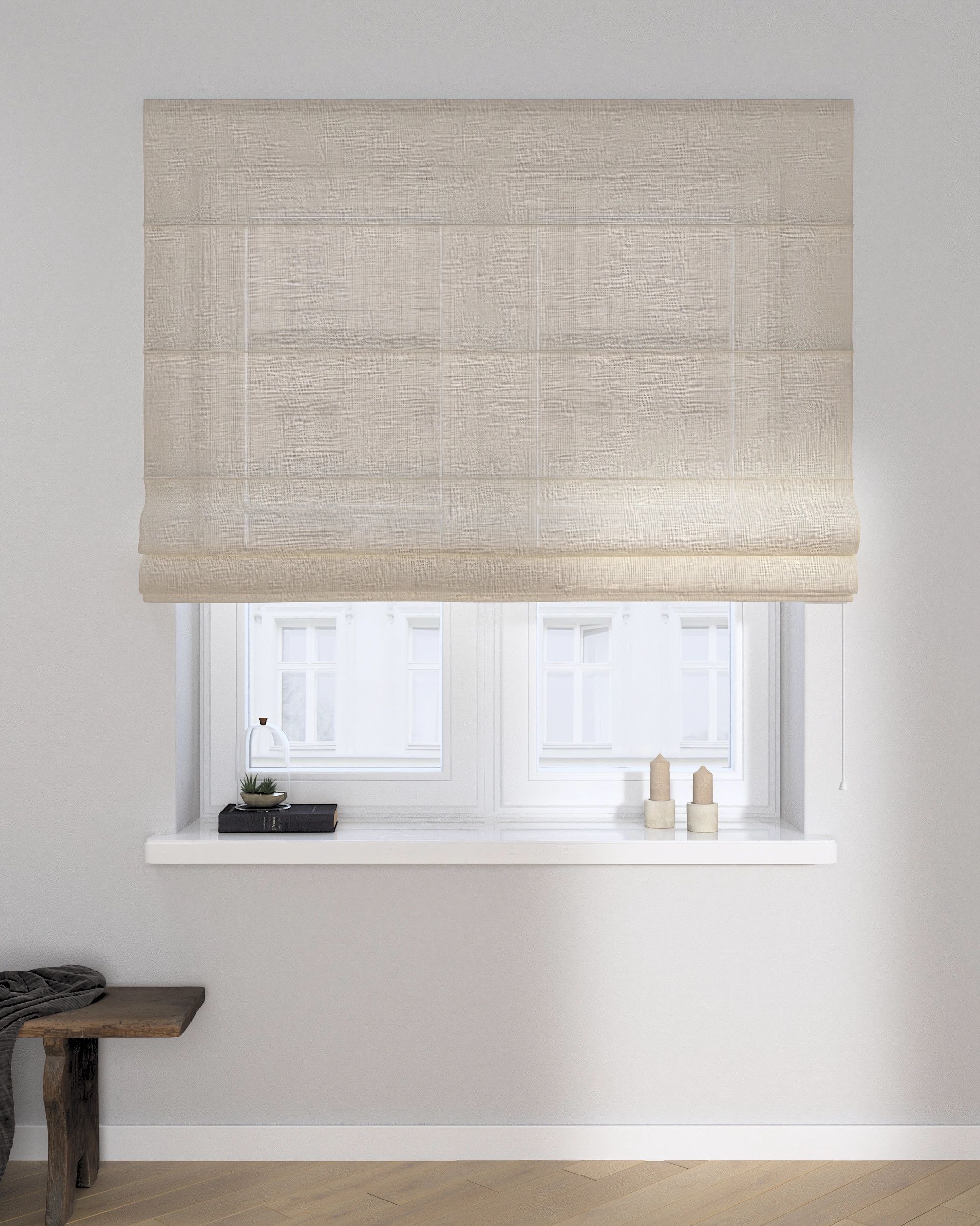 Stor roman Capri culoare crem Țesătură semitransparentă, gloss, împletitură