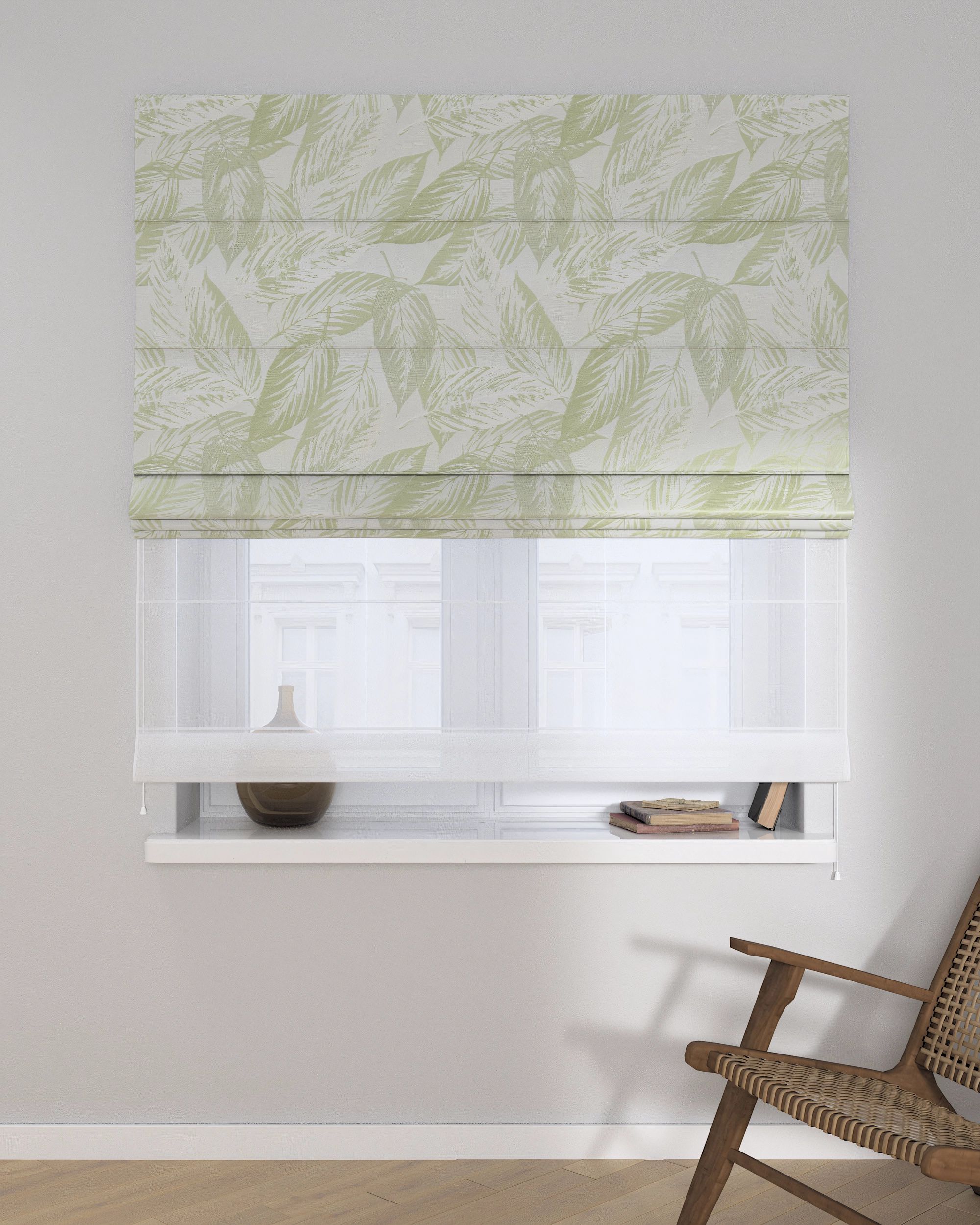 Stor roman Duo culoare verde Țesătură gloss, împletitură, cu model (hover)
