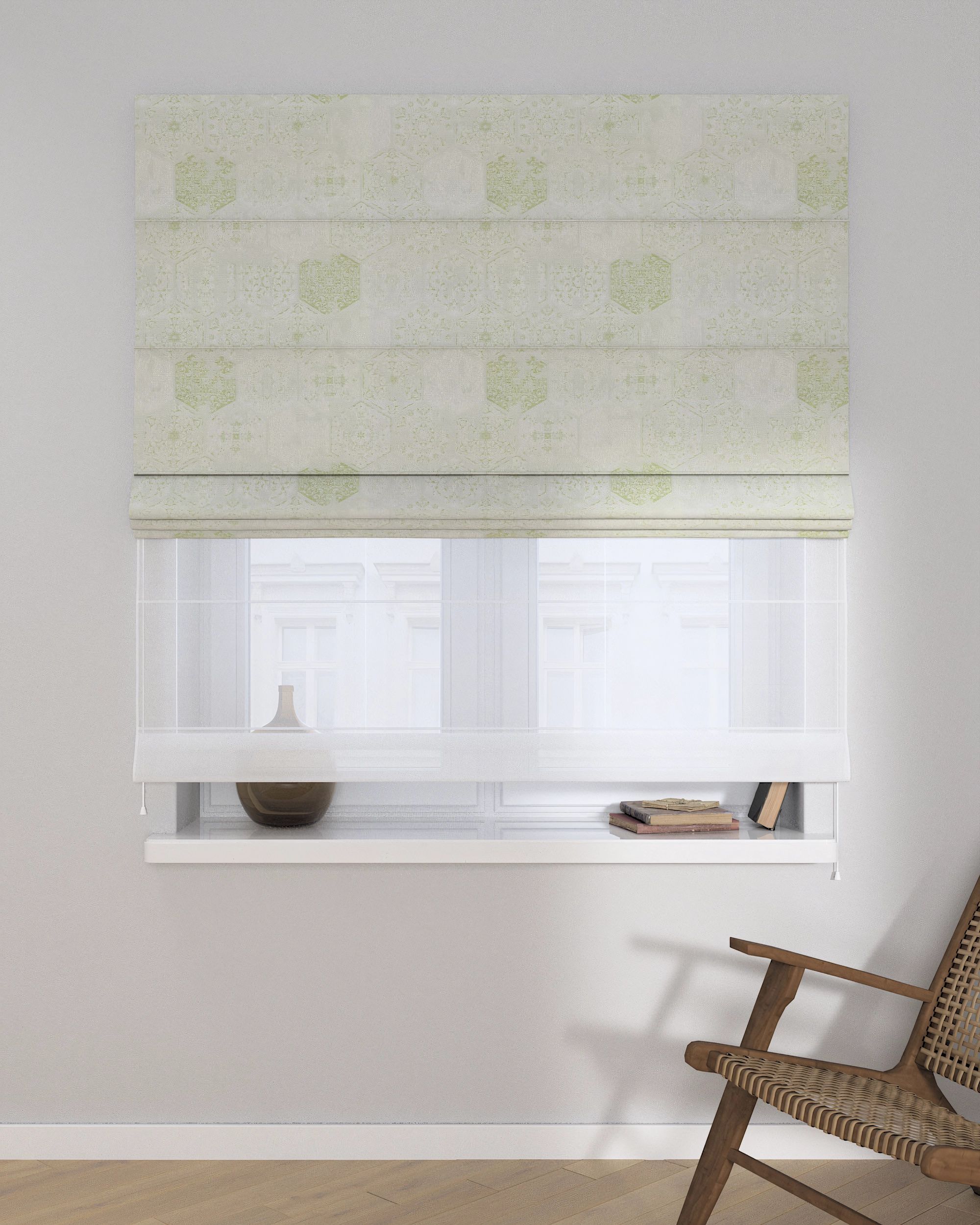 Stor roman Duo culoare verde Țesătură gloss, împletitură, cu model (hover)
