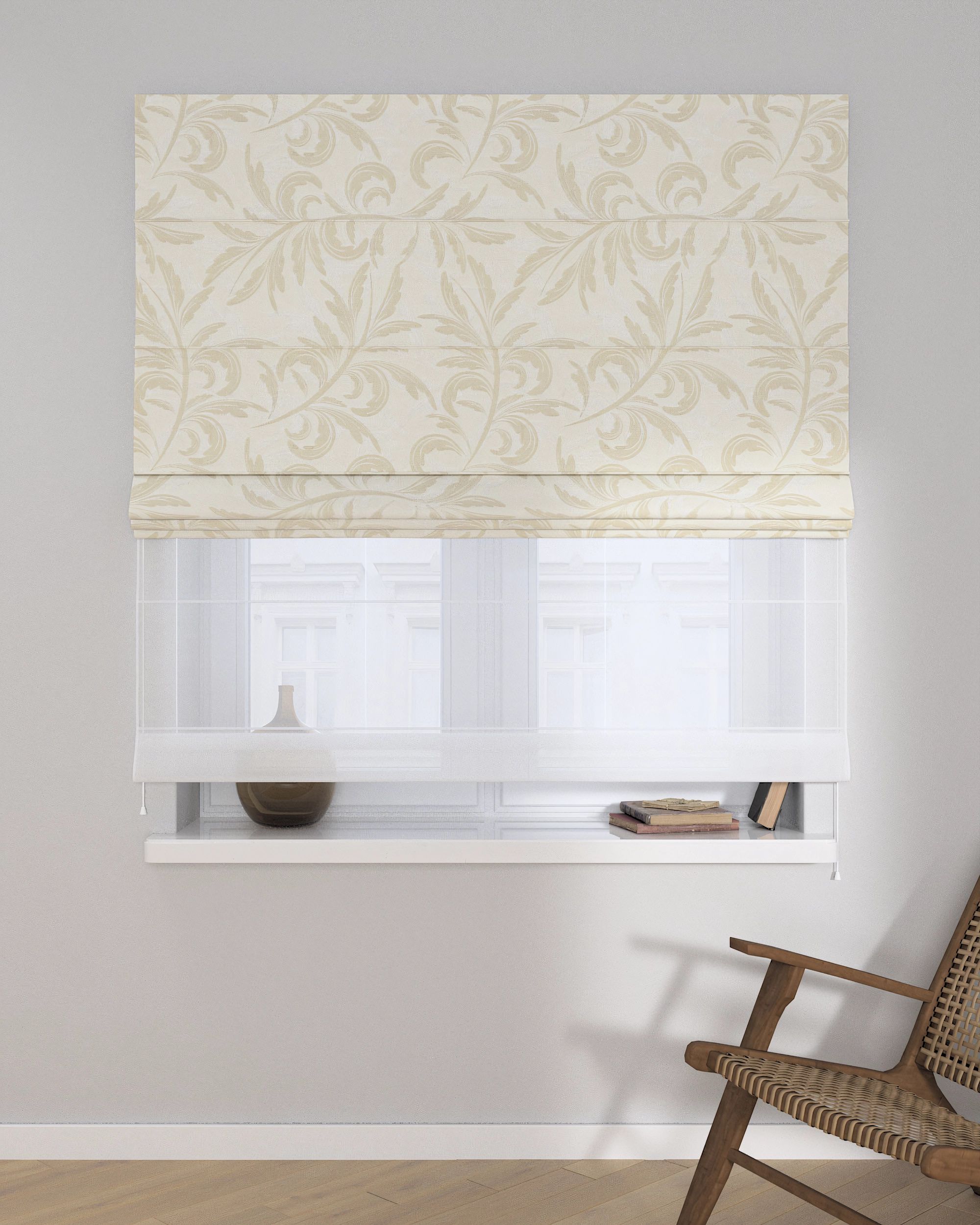 Stor roman Duo culoare gri Țesătură gloss, împletitură, cu model (hover)