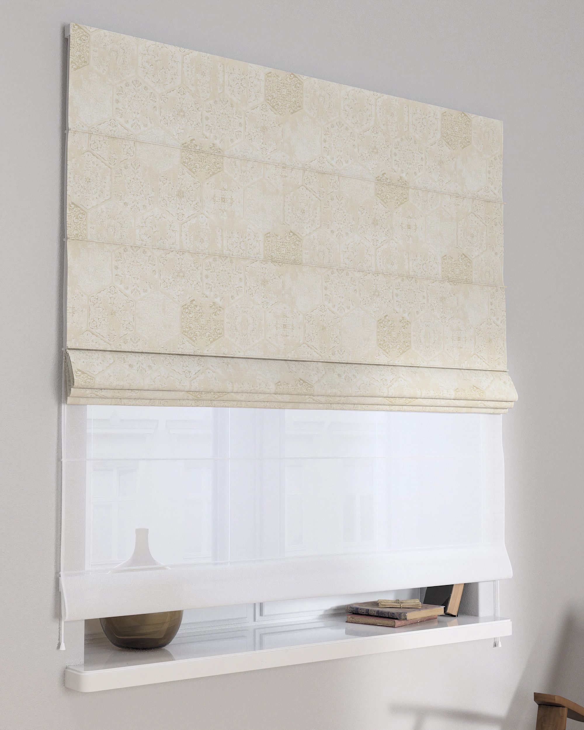 Stor roman Duo culoare gri Țesătură gloss, împletitură, cu model