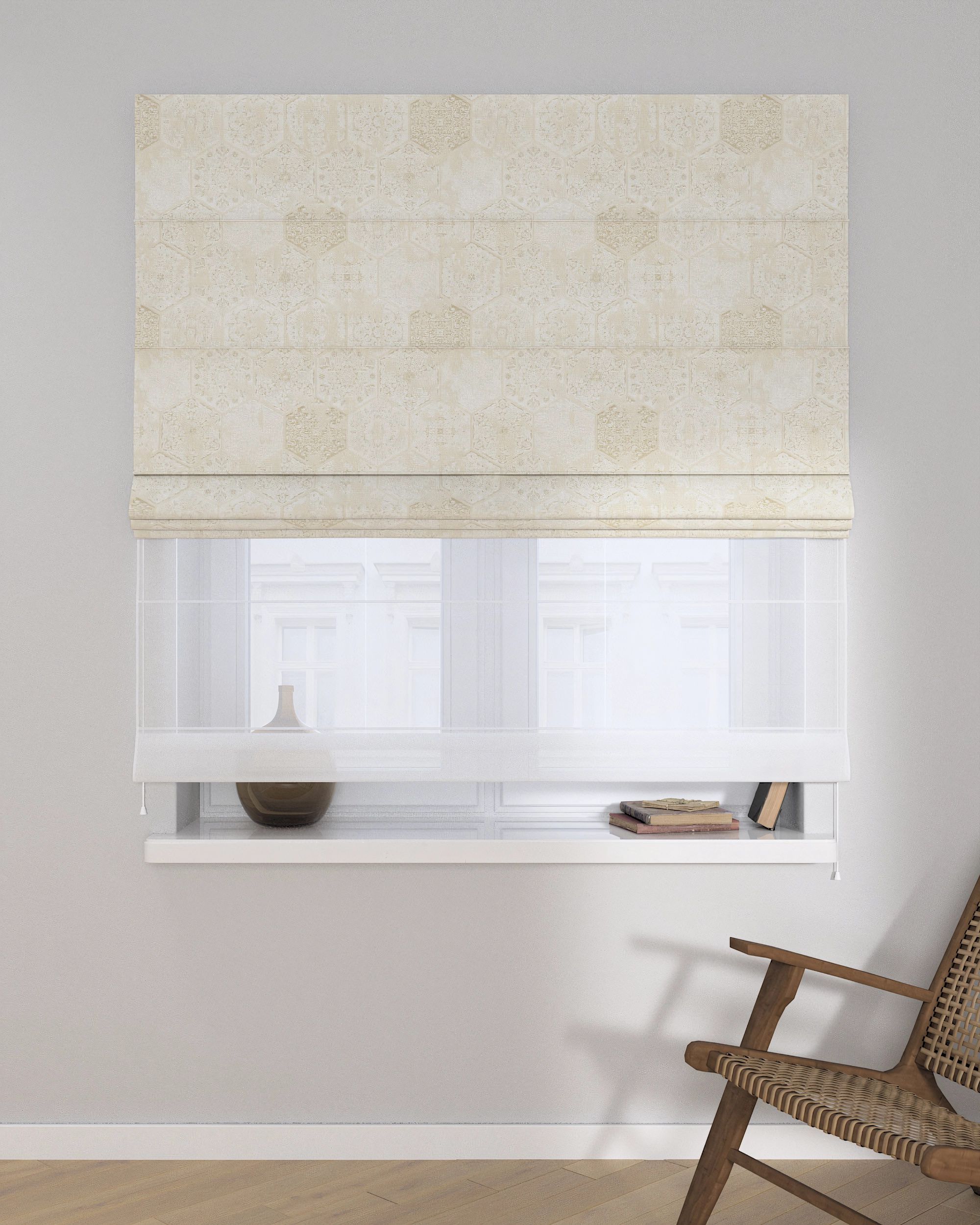 Stor roman Duo culoare gri Țesătură gloss, împletitură, cu model (hover)