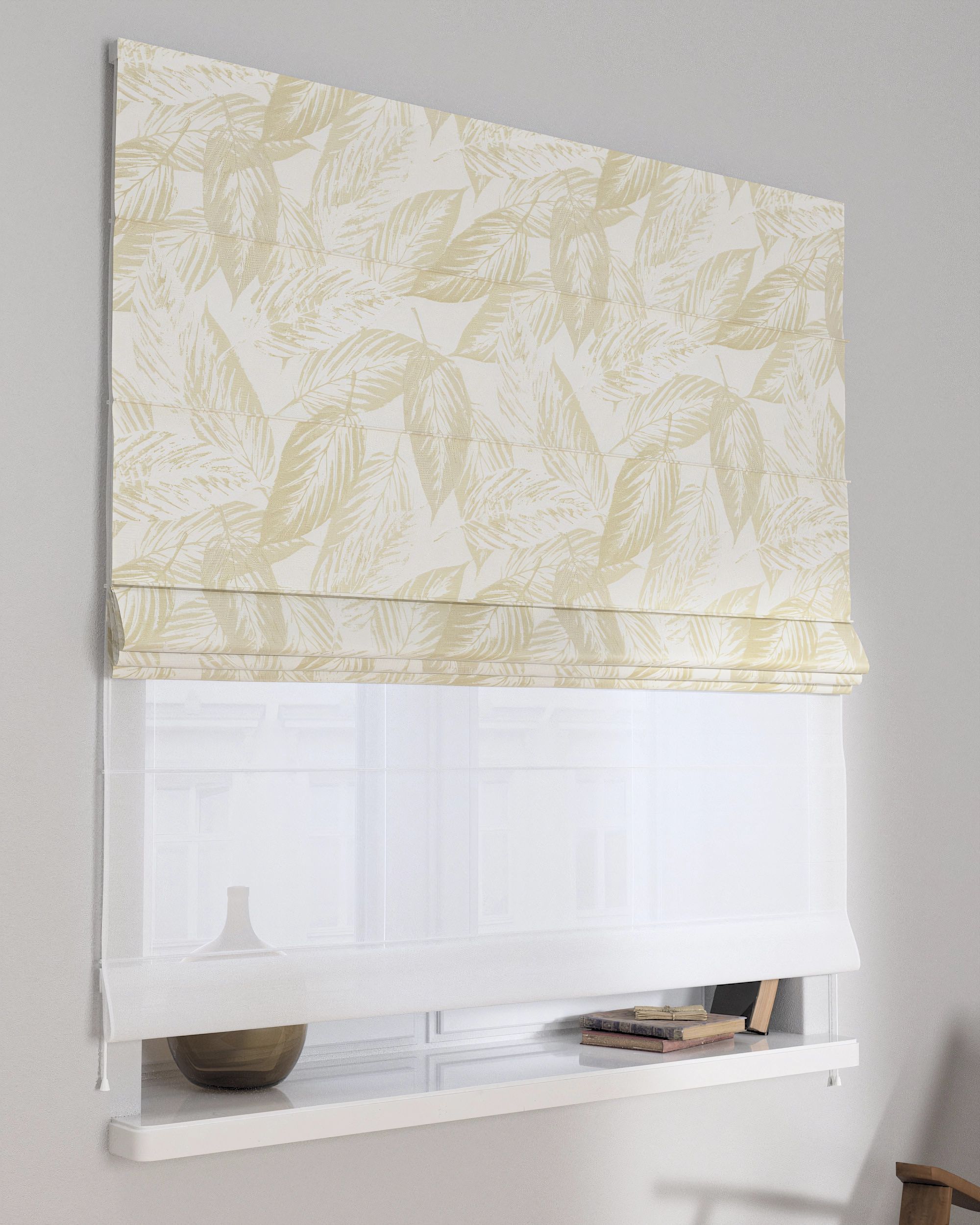 Stor roman Duo culoare crem Țesătură gloss, împletitură, cu model