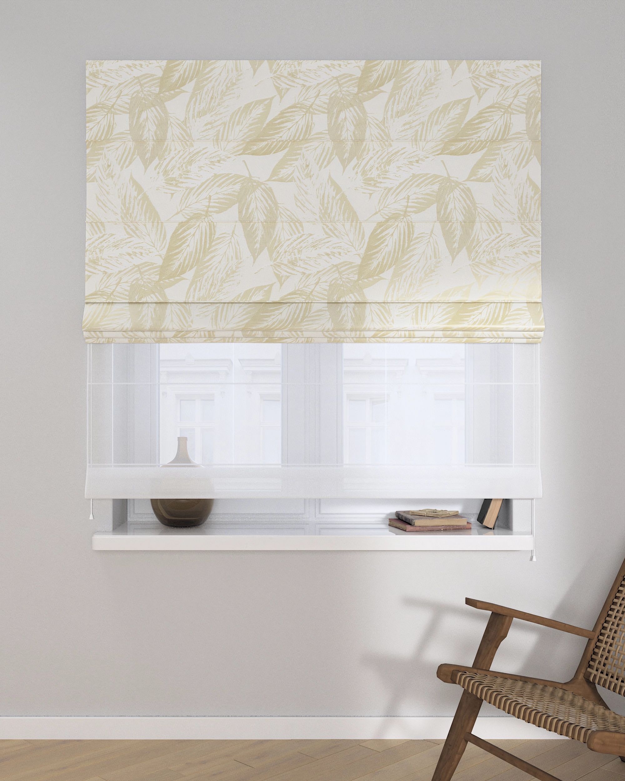 Stor roman Duo culoare crem Țesătură gloss, împletitură, cu model (hover)