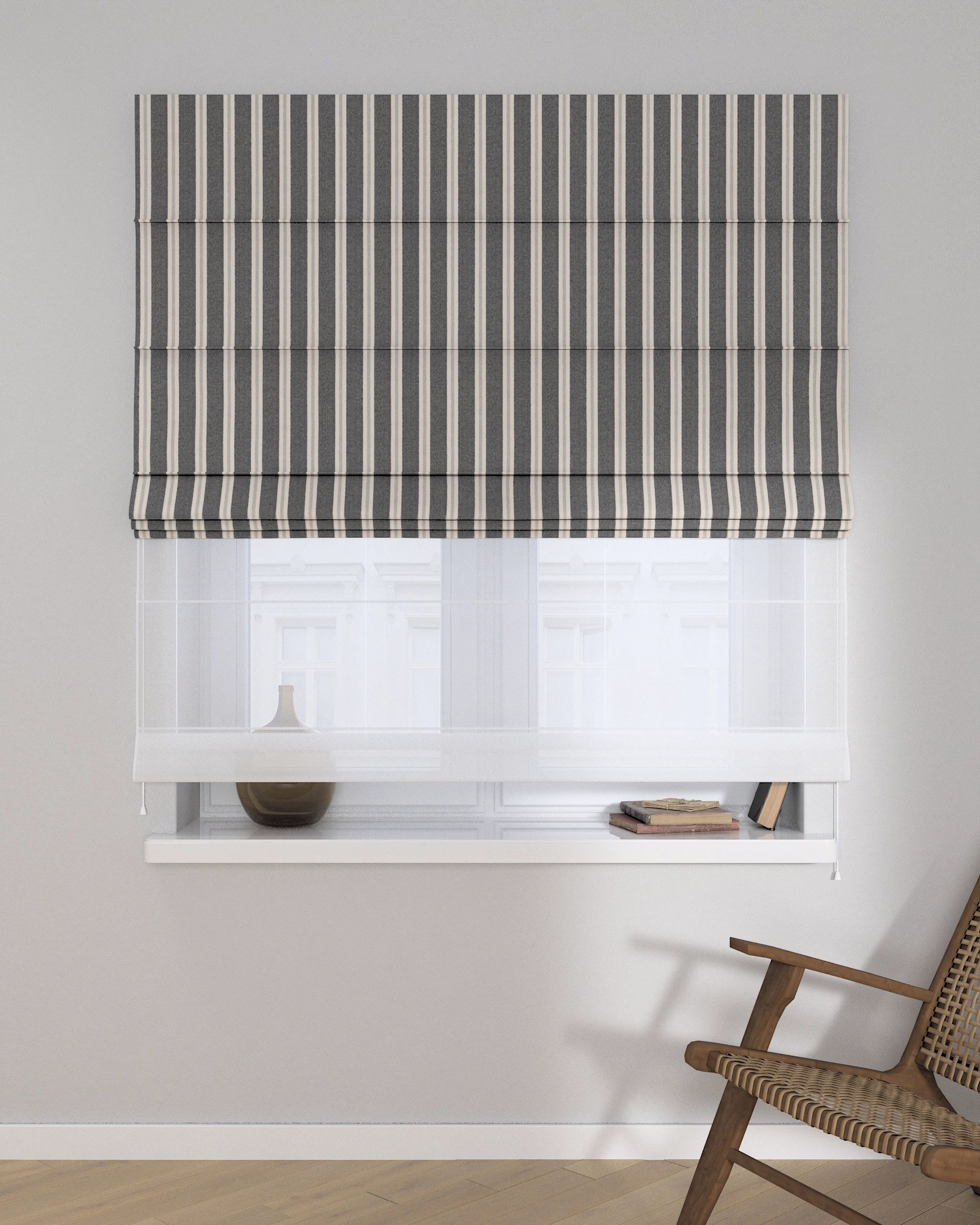 Stor roman Duo culoare negru Țesătură împletitură, cu model (hover)
