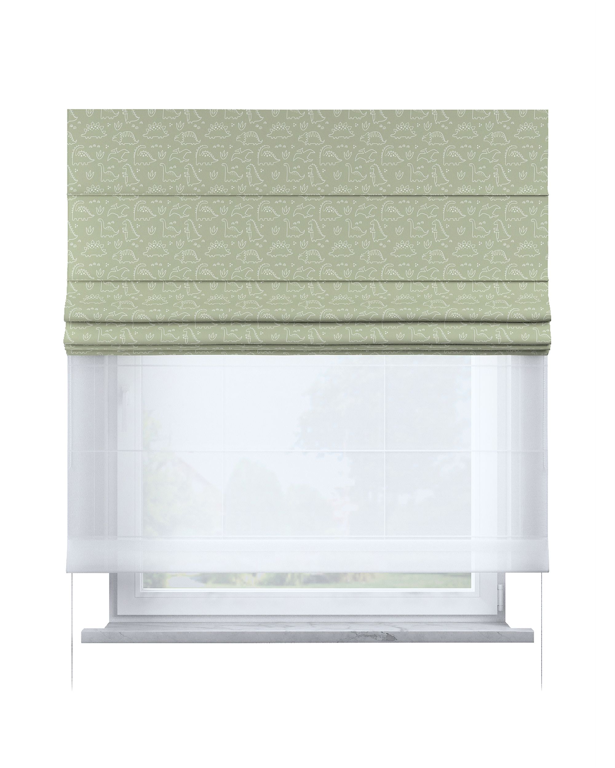 Stor roman Duo culoare verde Țesătură cu model