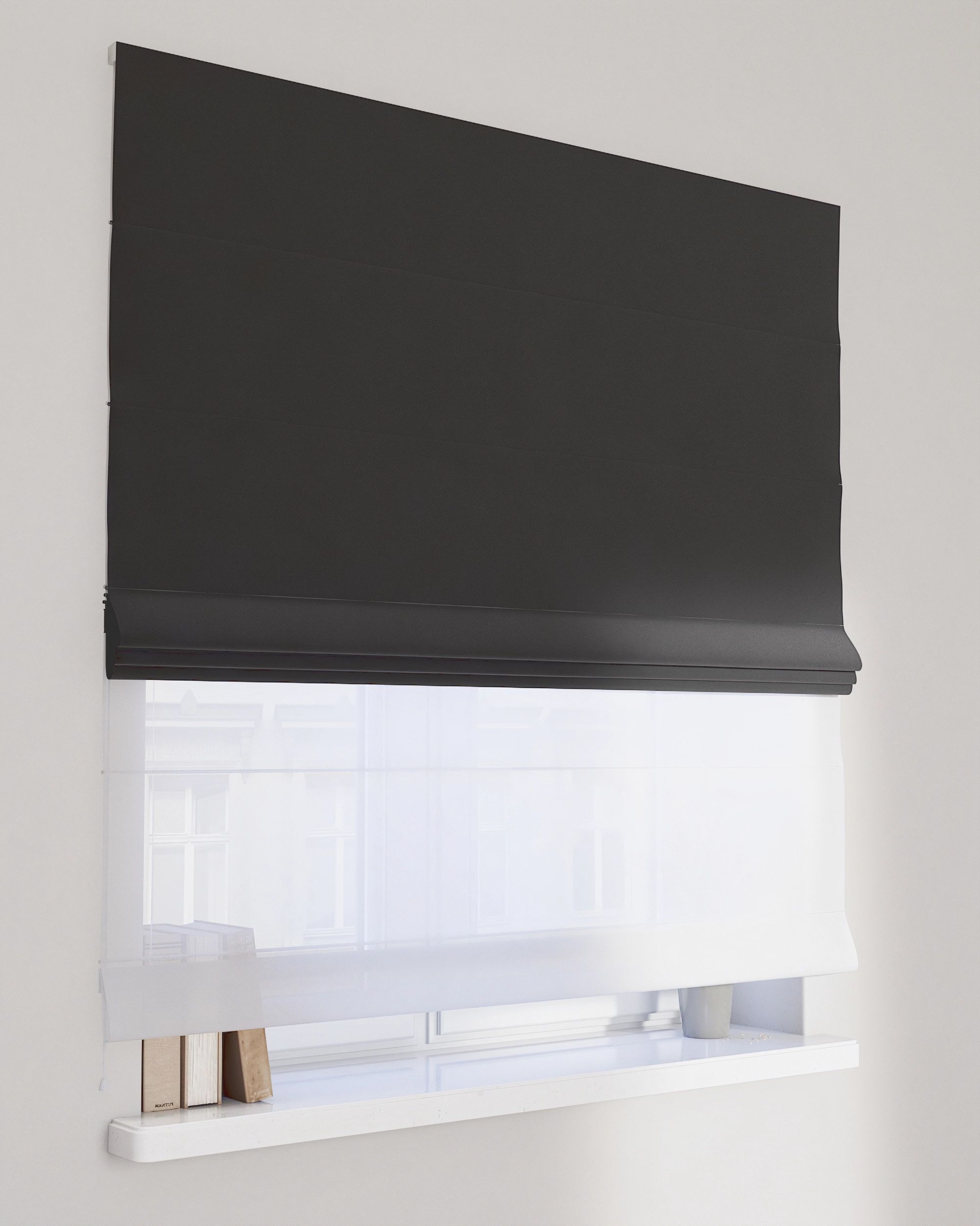 Stor roman Duo culoare negru Țesătură gloss, catifea