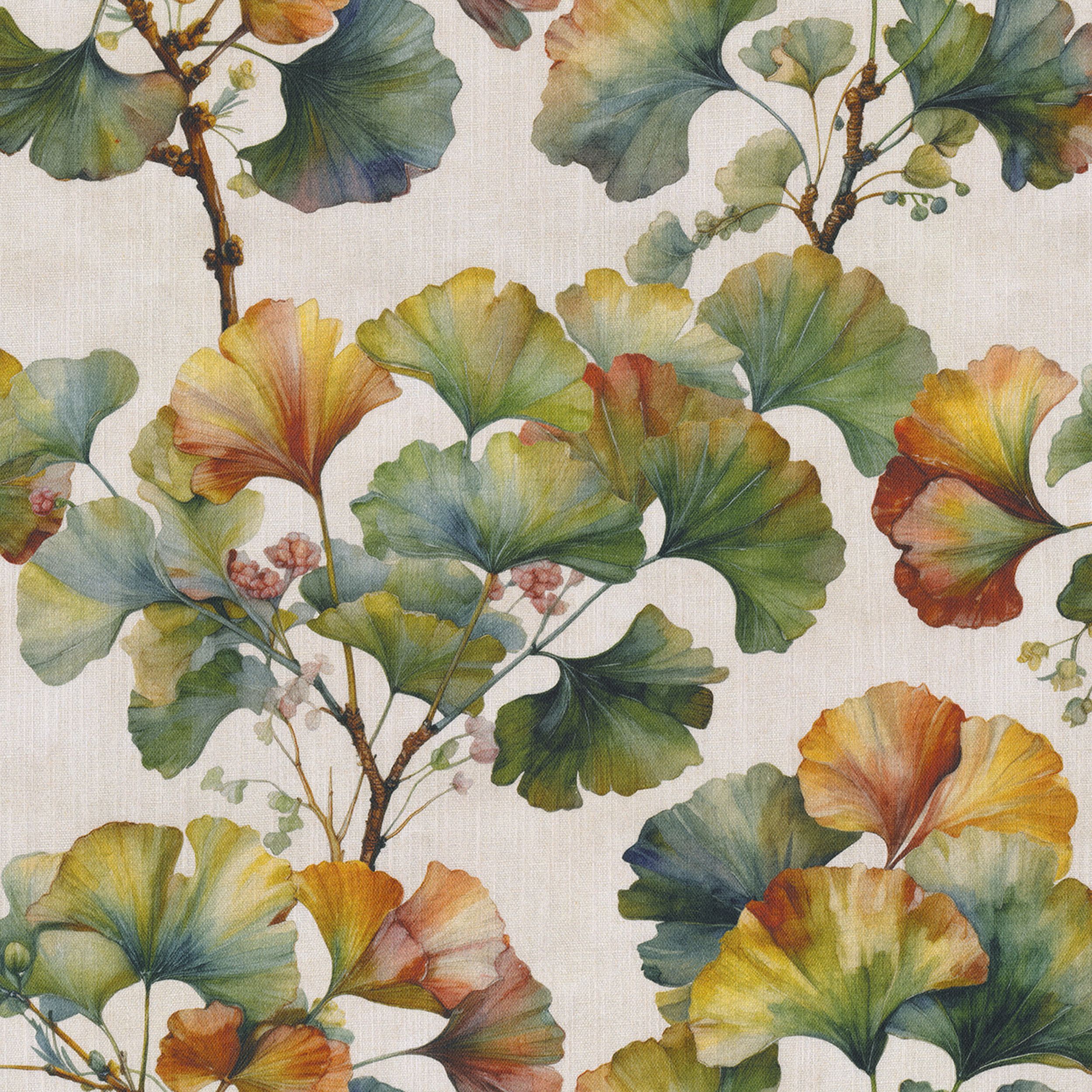Botanic Viscose 145-18 flori multicolore pe fundal alb