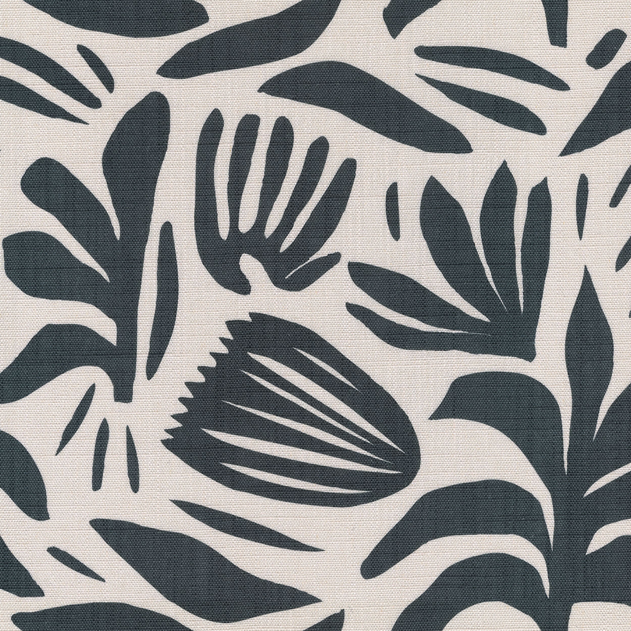 Botanic Viscose 145-21 motiv vegetal grafit pe fundal crem
