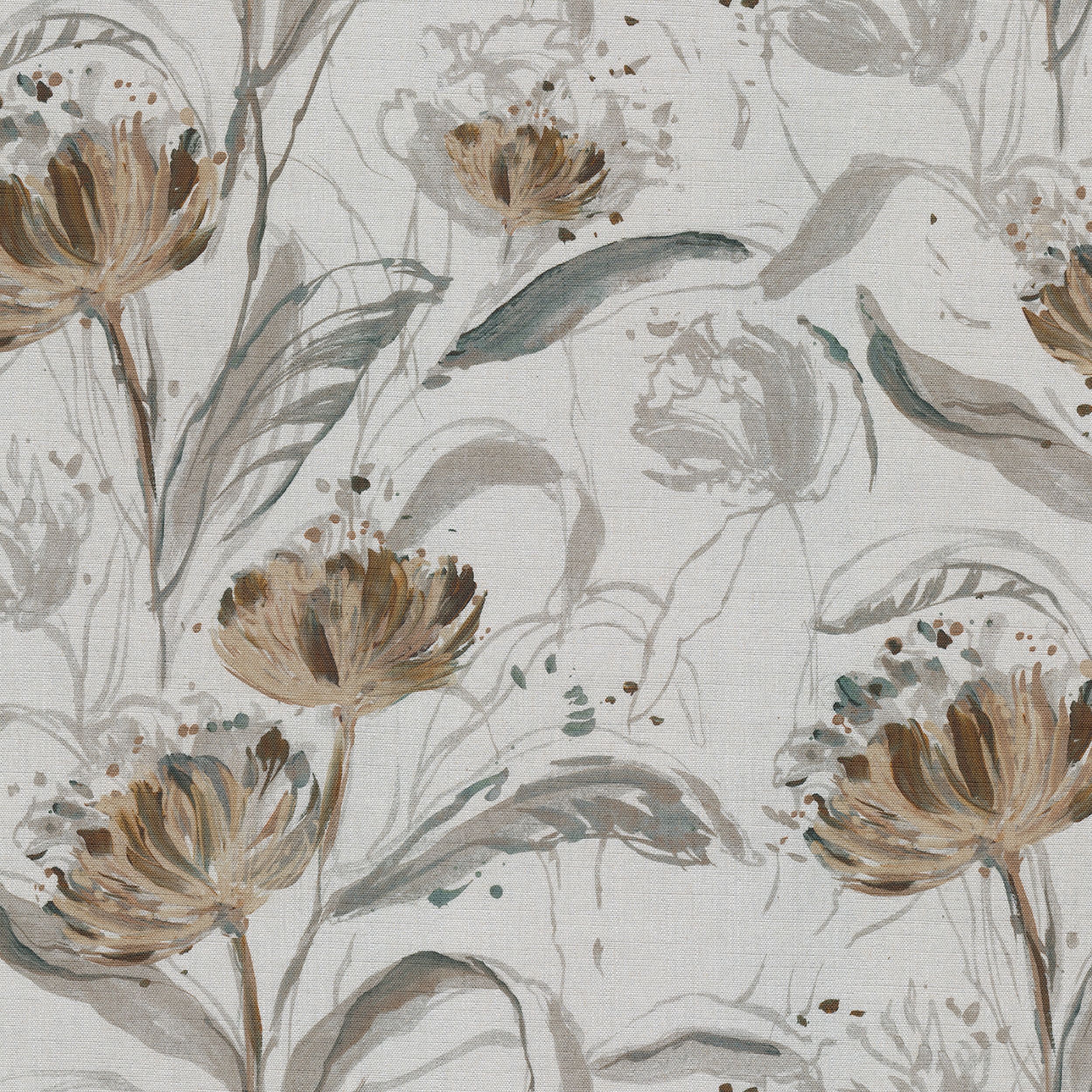 Botanic Viscose 145-22 flori pe fundal gri deschis