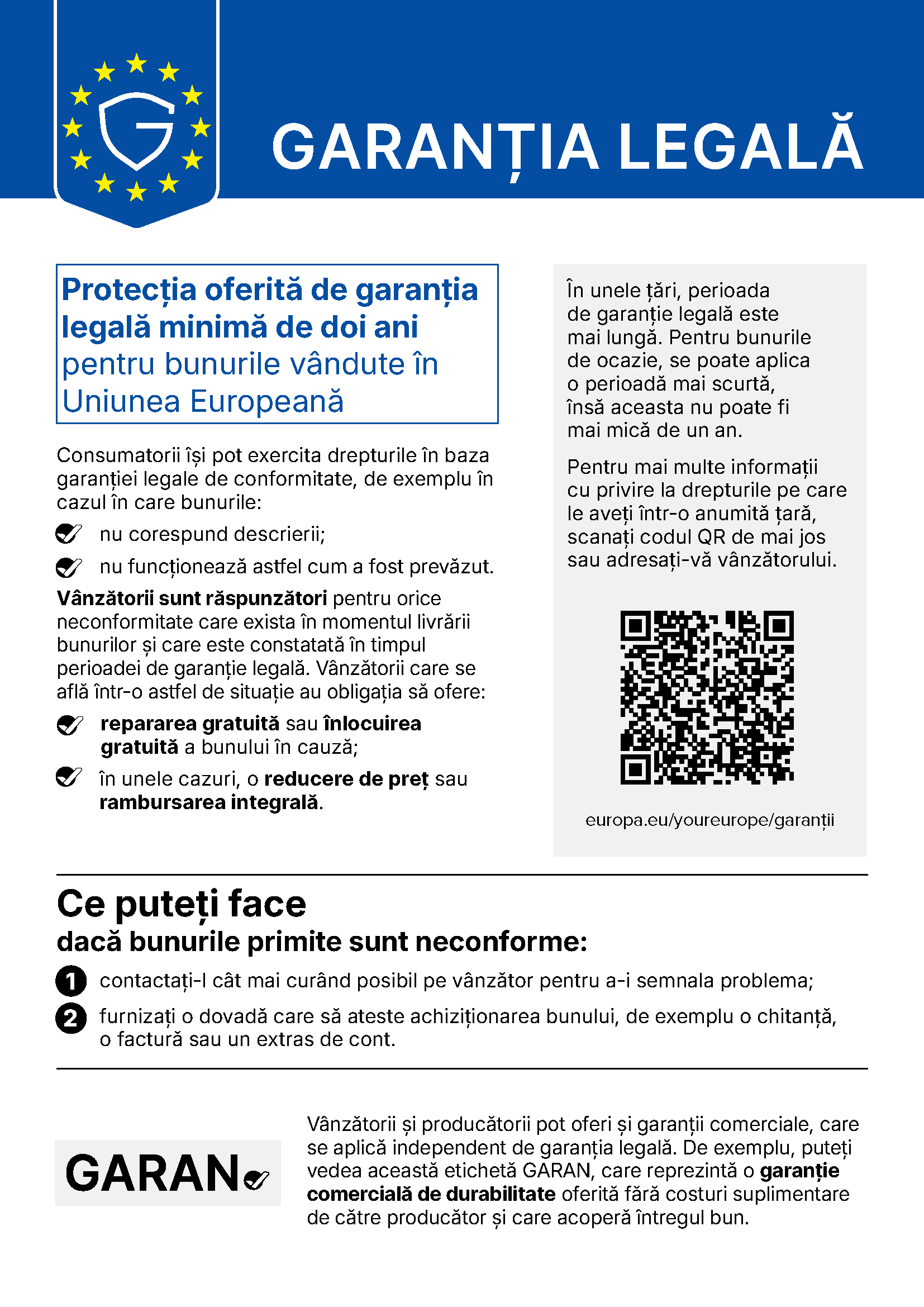Drepturile tale în baza garanției legale